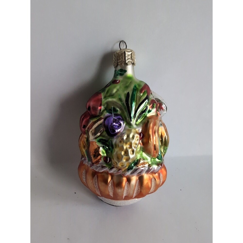 Vtg Christopher Radko HARVEST Ornament Fruit Basket 3.5”